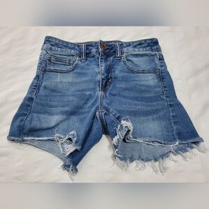 American Eagle Medium Wash High Rise Shortie Denim Shorts Size 2 Preloved